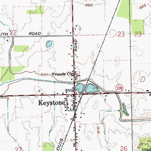 Topographic Map of Friends Church, IN