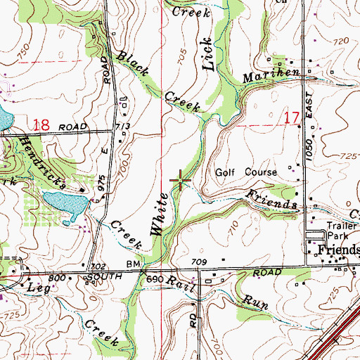 Topographic Map of Friends Creek, IN