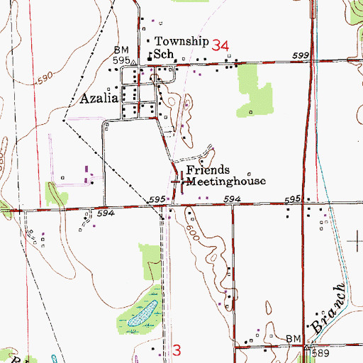 Topographic Map of Friends Meetinghouse, IN