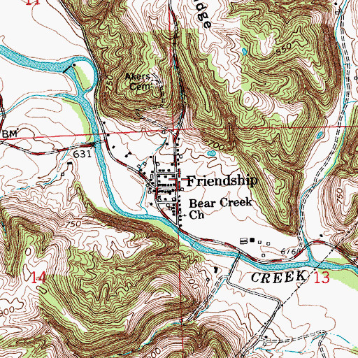 Topographic Map of Friendship, IN