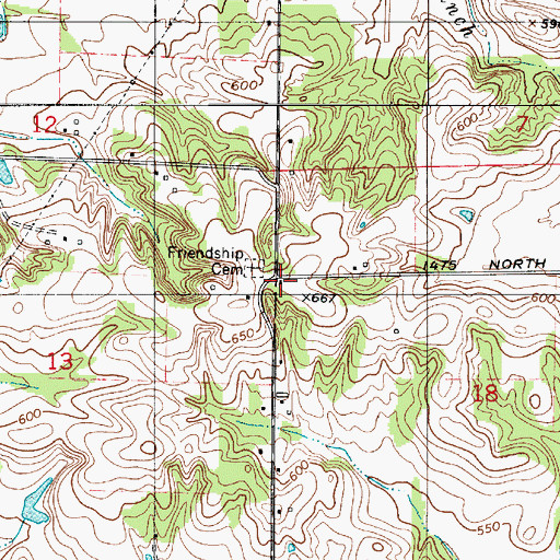 Topographic Map of Friendship Cemetery, IN