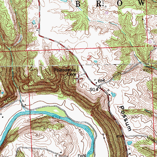 Topographic Map of Friendship Cemetery, IN
