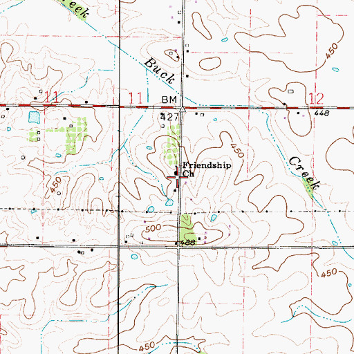 Topographic Map of Friendship Church, IN