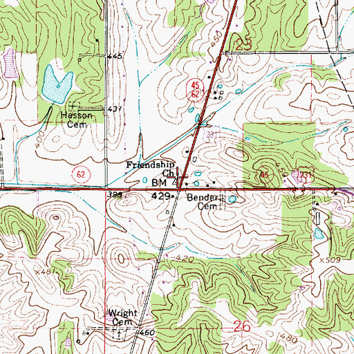 Topographic Map of Friendship Church, IN