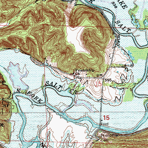 Topographic Map of Friendship Church, IN