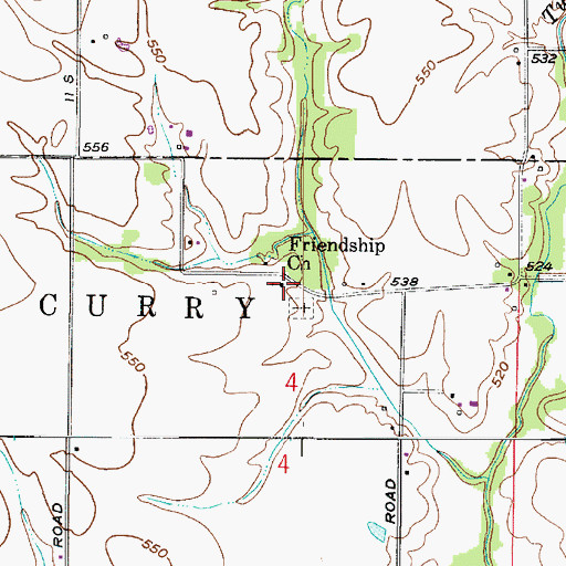 Topographic Map of Friendship Church, IN