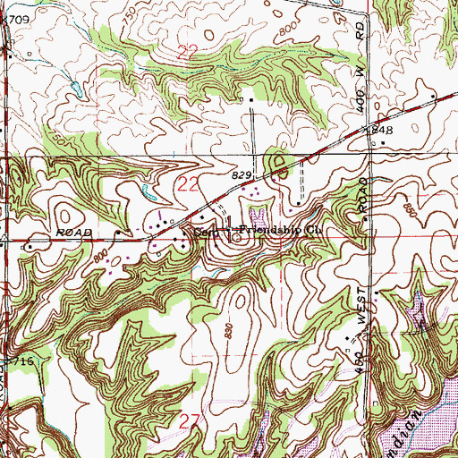 Topographic Map of Friendship Church, IN