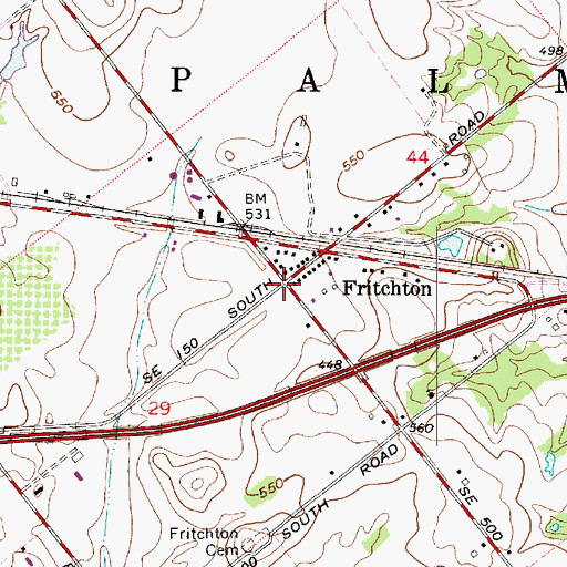 Topographic Map of Fritchton, IN