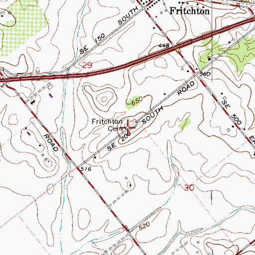 Topographic Map of Fritchton Cemetery, IN