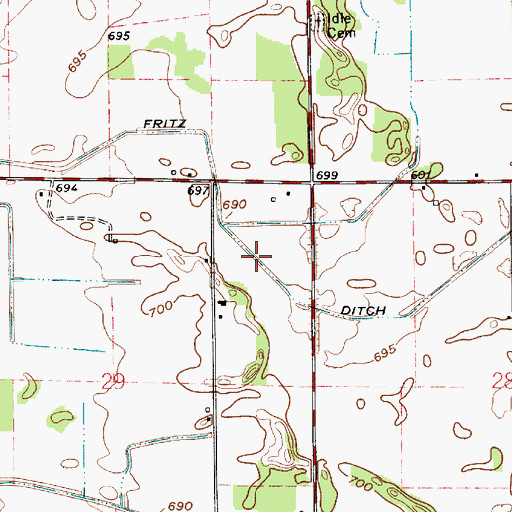 Topographic Map of Fritz Ditch, IN