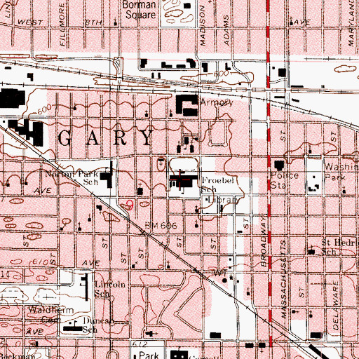 Topographic Map of Froebel School, IN