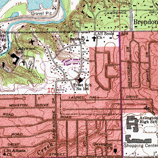 Topographic Map of Robert Lee Frost Elementary School, IN