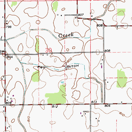 Topographic Map of Fry Ditch, IN