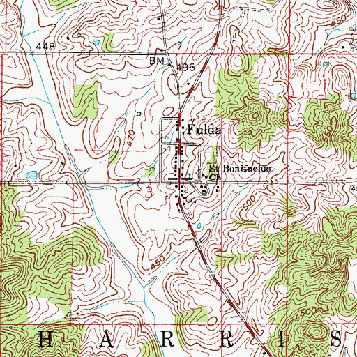 Topographic Map of Fulda, IN