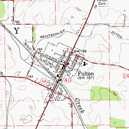 Topographic Map of Fulton, IN