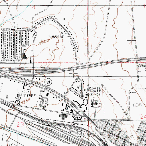 Topographic Map of KINO-AM (Winslow), AZ