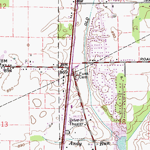 Topographic Map of Smith Cemetery, IN