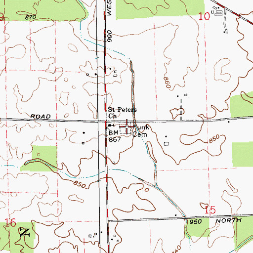 Topographic Map of Funk Cemetery, IN