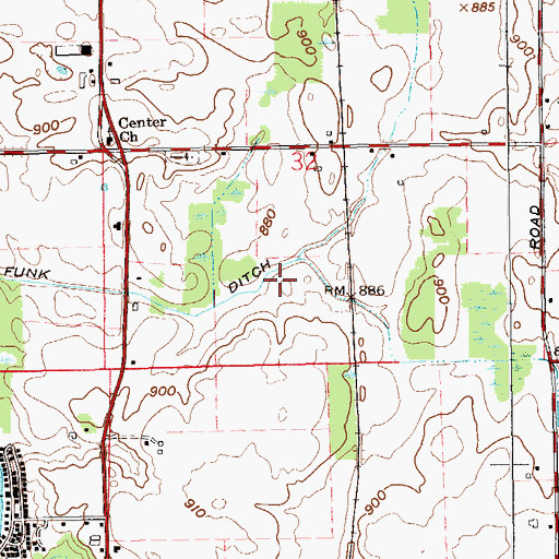 Topographic Map of Funk Ditch, IN