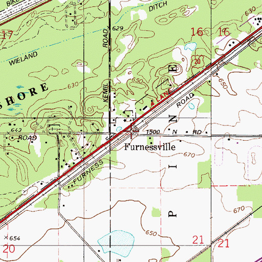 Topographic Map of Furnessville, IN