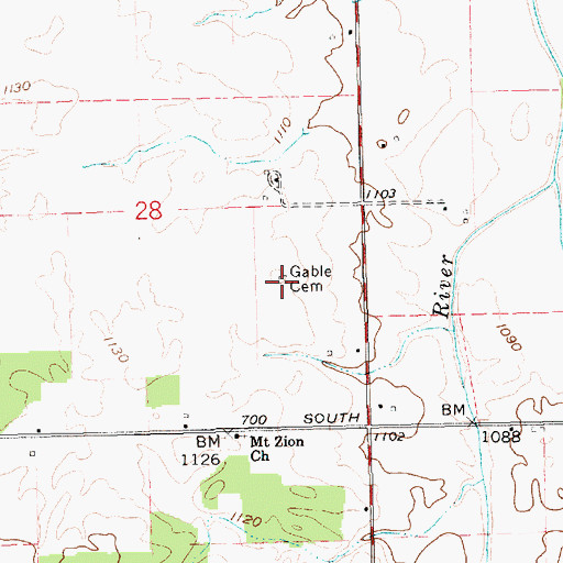 Topographic Map of Gable Cemetery, IN