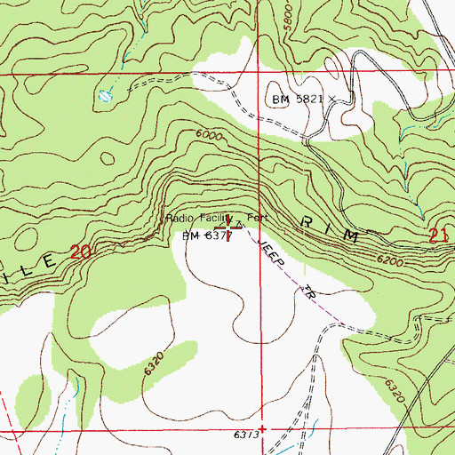 Topographic Map of KNNB-FM (Whiteriver), AZ