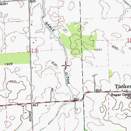 Topographic Map of Gable Ditch, IN