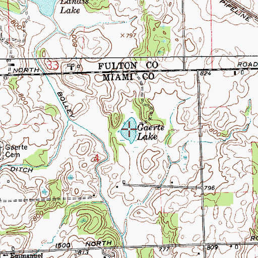 Topographic Map of Gaerte Lake, IN