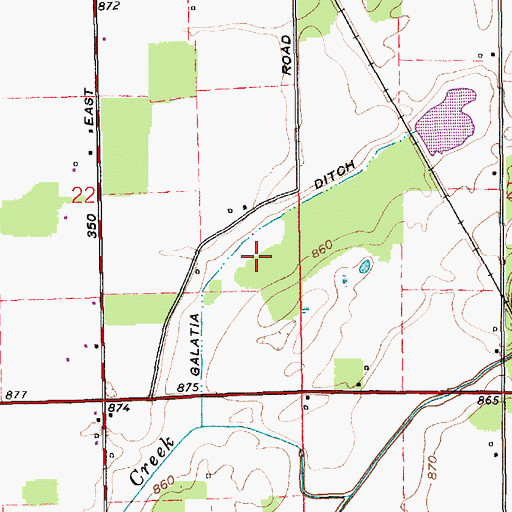 Topographic Map of Galatia Ditch, IN