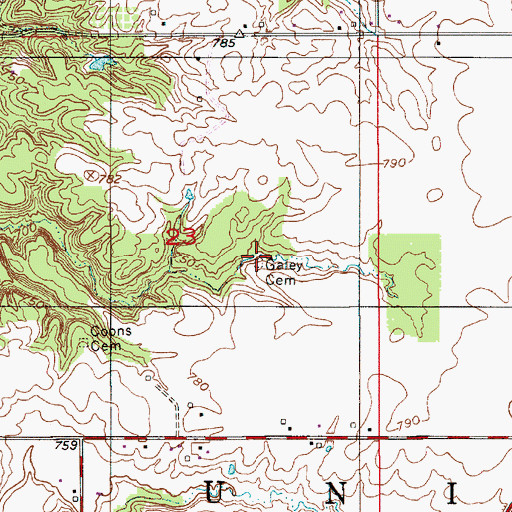 Topographic Map of Galey Cemetery, IN