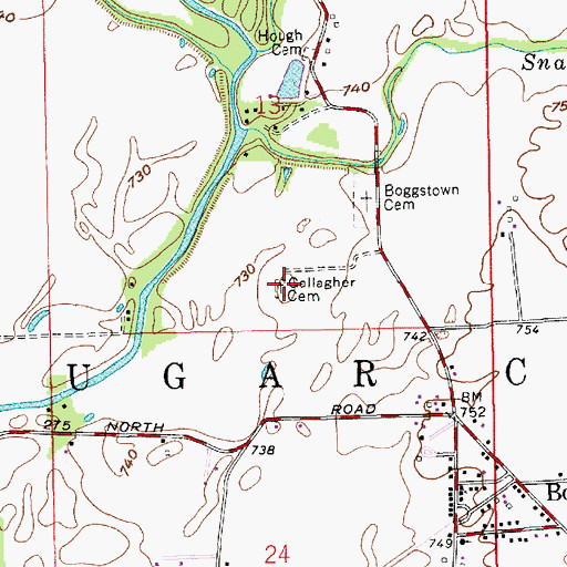 Topographic Map of Gallagher Cemetery, IN