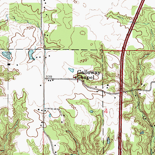Topographic Map of Galloway Chapel, IN