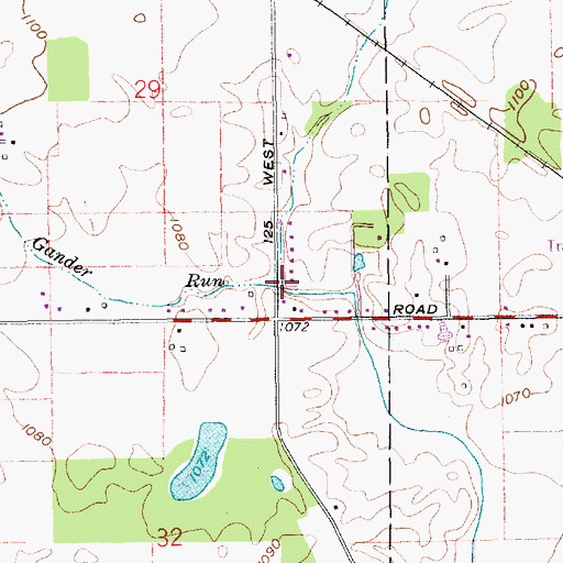 Topographic Map of Gander Run, IN