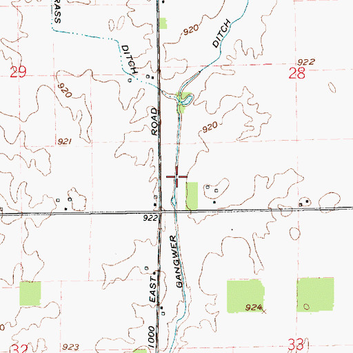 Topographic Map of Gangwer Ditch, IN