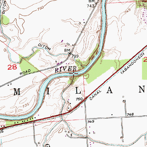 Topographic Map of Gar Creek, IN
