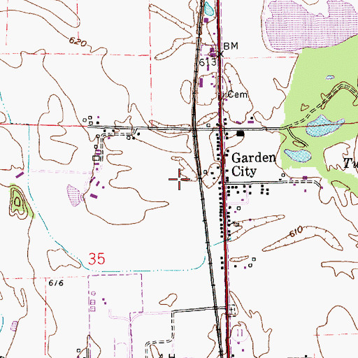 Topographic Map of Garden City, IN