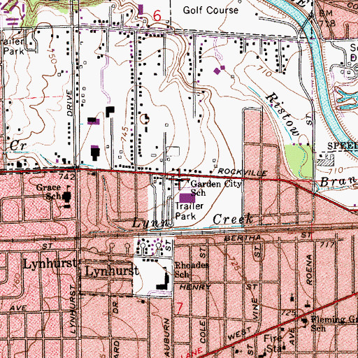 Topographic Map of Garden City Elementary School, IN