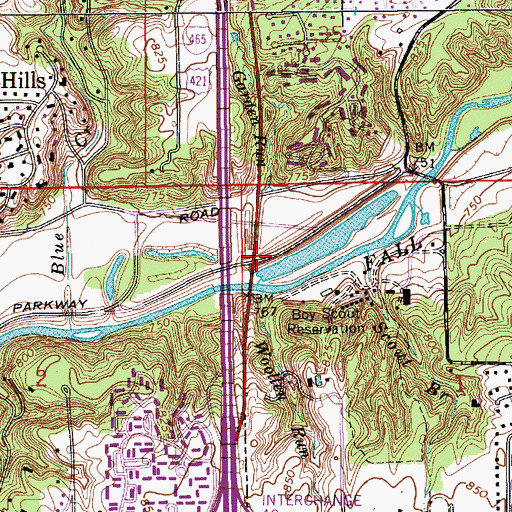 Topographic Map of Garden Run, IN