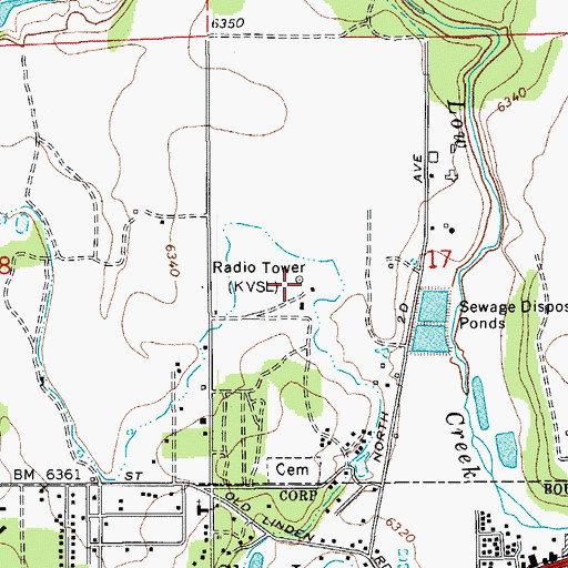 Topographic Map of KVSL-AM (Show Low), AZ