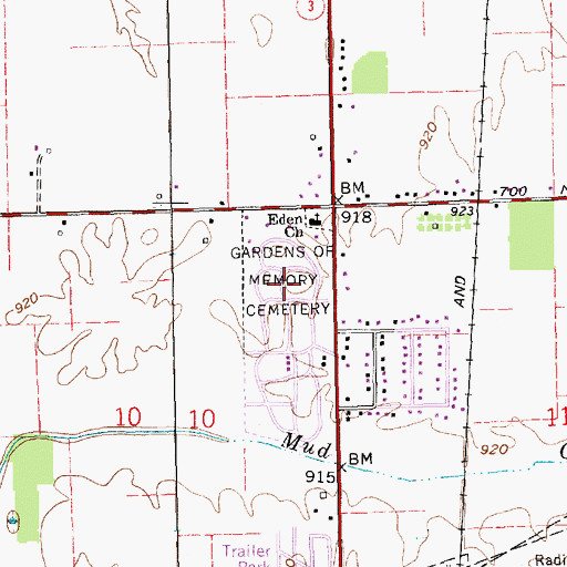 Topographic Map of Gardens of Memory Cemetery, IN