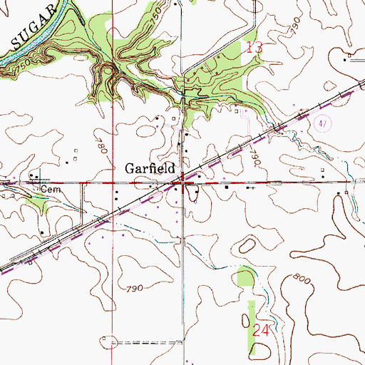 Topographic Map of Garfield, IN