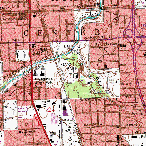 Topographic Map of Garfield Park, IN