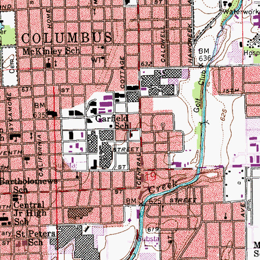 Topographic Map of Garfield School, IN