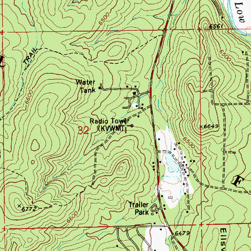 Topographic Map of KVWM-AM (Show Low), AZ