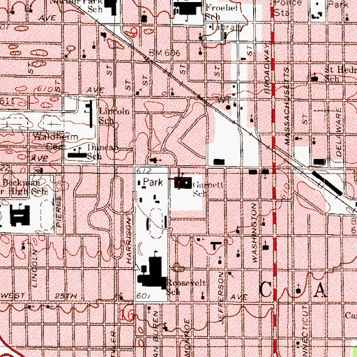 Topographic Map of Garnett School, IN