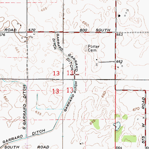 Topographic Map of Garrard Ditch, IN