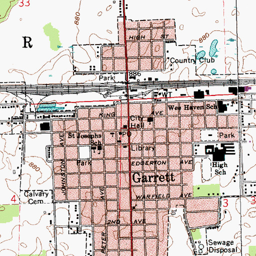 Topographic Map of Garrett, IN