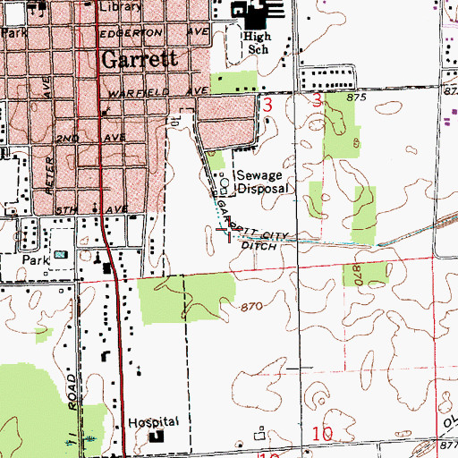 Topographic Map of Garrett City Ditch, IN