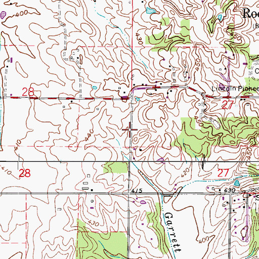 Topographic Map of Garrett Creek, IN