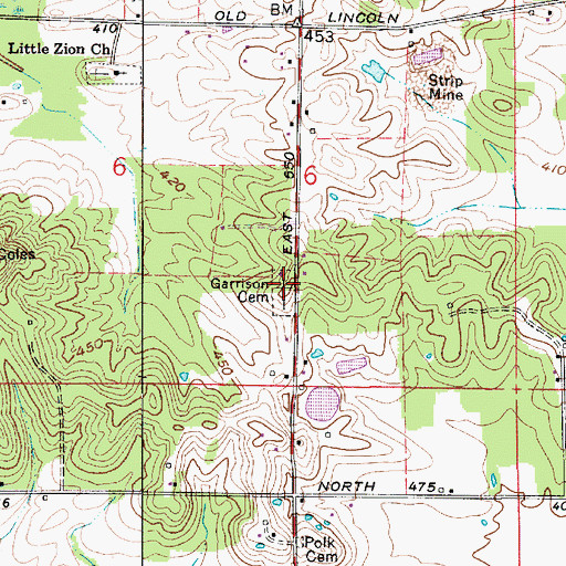 Topographic Map of Garrison Cemetery, IN